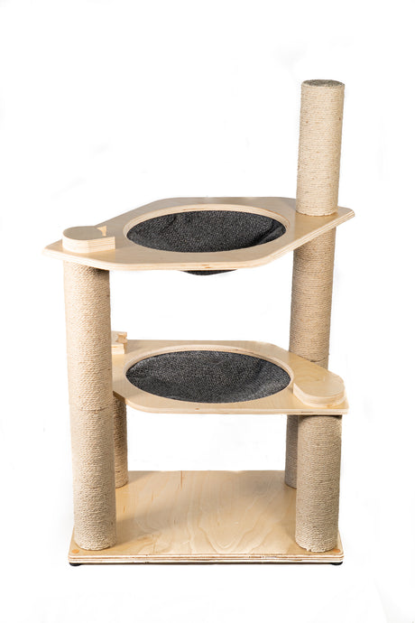 2-Level Cat Condo with Hammock Bed and Scratching Post