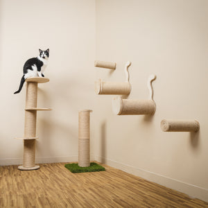 On2 Pets Cat Furniture Wall-Mounted Scratcher Cat Steps, Sisal Rope Scratching Posts Floating Cat Wall Perches (Cylinder)