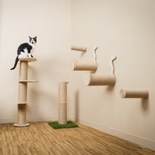 Load image into Gallery viewer, On2 Pets Cat Furniture Wall-Mounted Scratcher Cat Steps, Sisal Rope Scratching Posts Floating Cat Wall Perches (Cat Face)