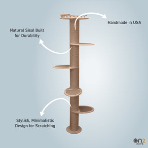 5-Level Wall-Mounted Activity Cat Tree, 72 Inch Cat Scratching Post