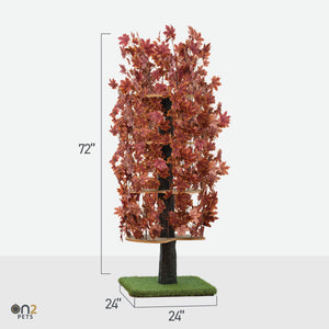 6-ft Interchangeable Leaves Extra Large Cat Tree Square Base Bundle with Deep Plum Leaves