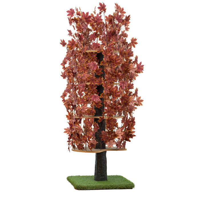 6-ft Interchangeable Leaves Extra Large Cat Tree Square Base Bundle with Deep Plum Leaves