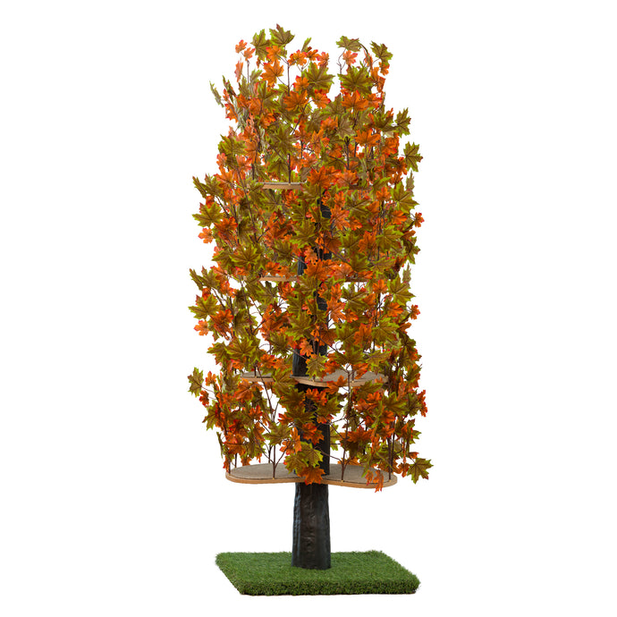 6-ft Interchangeable Leaves Extra Large Cat Tree Square Base Bundle with Mixed Maple Leaves