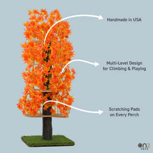 6-ft Interchangeable Leaves Extra Large Cat Tree Square Base Bundle with Orange Blaze Leaves