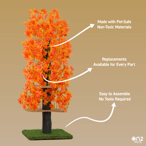 6-ft Interchangeable Leaves Extra Large Cat Tree Square Base Bundle with Orange Blaze Leaves