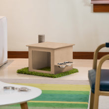 Load image into Gallery viewer, Indoor Wooden Cat House with Scratching Post &amp; Feeder Station