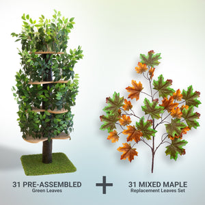 6-ft Interchangeable Leaves Extra Large Cat Tree Square Base Bundle with Mixed Maple Leaves