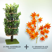 Load image into Gallery viewer, 6-ft Interchangeable Leaves Extra Large Cat Tree Square Base Bundle with Orange Blaze Leaves