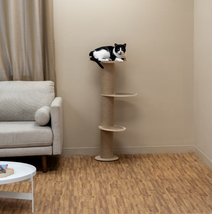 3-Level Wall-Mounted Activity Cat Tree, 44 Inch Cat Scratching Post