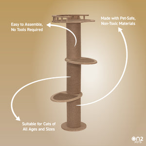 3-Level Wall-Mounted Activity Cat Tree, 44 Inch Cat Scratching Post