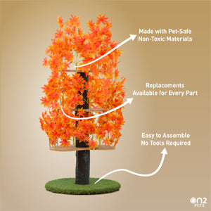 5ft Interchangeable Leaves Cat Tree Round Base, Orange Blaze
