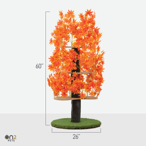 5ft Interchangeable Leaves Cat Tree Round Base, Orange Blaze