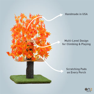 4ft Interchangeable Leaves Cat Tree Square Base, Orange Blaze