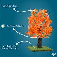 Load image into Gallery viewer, 4ft Interchangeable Leaves Cat Tree Square Base, Orange Blaze