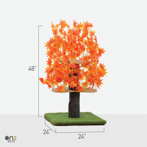 4ft Interchangeable Leaves Cat Tree Square Base, Orange Blaze