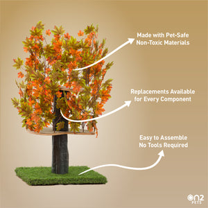 4ft Interchangeable Leaves Cat Tree Square Base, Mixed Maple