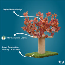 Load image into Gallery viewer, 2-ft Interchangeable Leaves Kitty tree w/ Scratching Post in Deep Plum