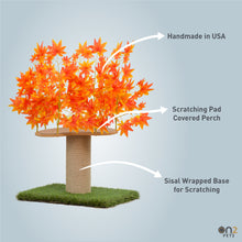 Load image into Gallery viewer, 2-ft Interchangeable Leaves Kitty tree w/ Scratching Post in Orange Blaze