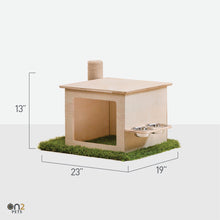 Load image into Gallery viewer, Indoor Wooden Cat House with Scratching Post &amp; Feeder Station